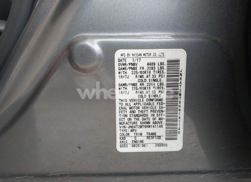 Photo 9 of 2017 Nissan Rogue SL (VIN JN8AT2MT6HW141146)