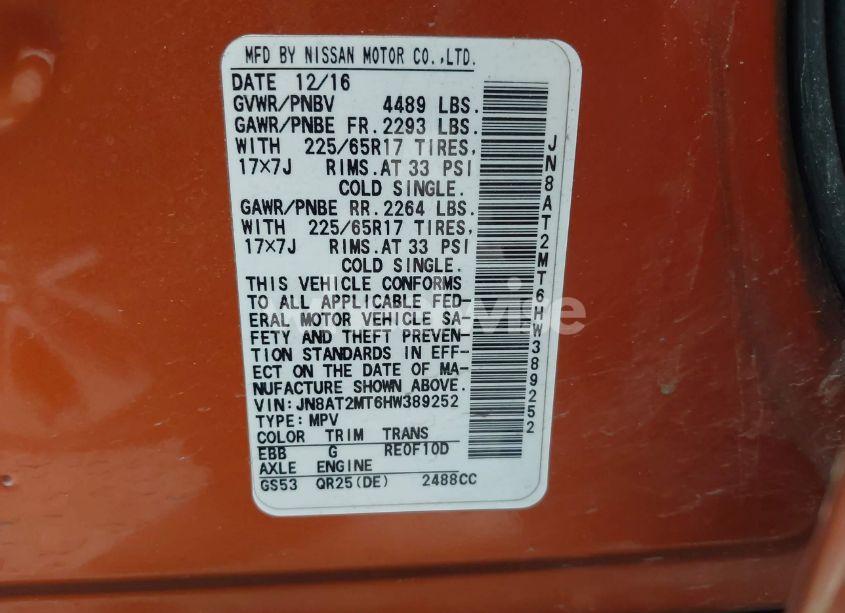 Photo 9 of 2017 Nissan Rogue SV (VIN JN8AT2MT6HW389252)