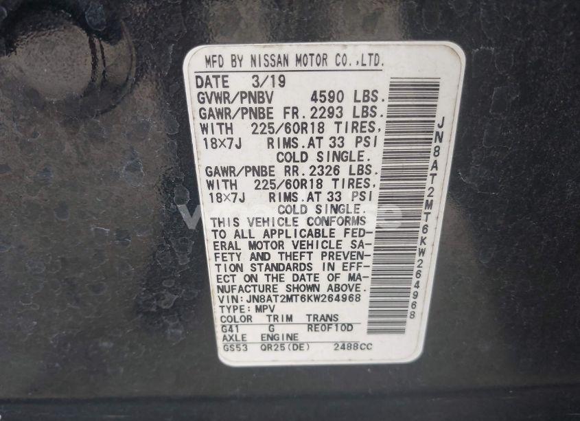 Photo 9 of 2019 Nissan Rogue SV (VIN JN8AT2MT6KW264968)