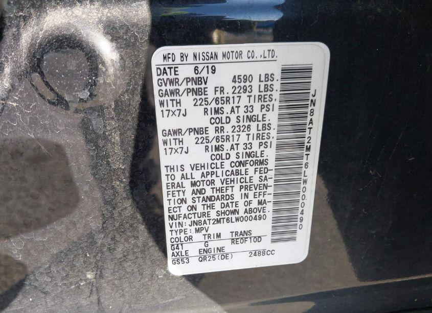 Photo 9 of 2020 Nissan Rogue S FWD (VIN JN8AT2MT6LW000490)