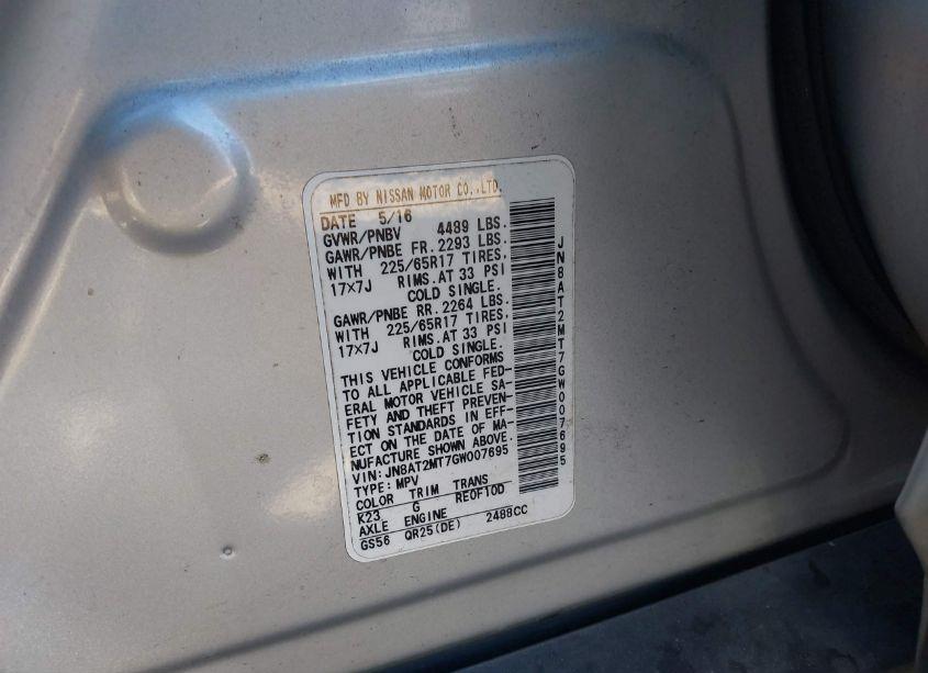 Photo 9 of 2016 Nissan Rogue S (VIN JN8AT2MT7GW007695)