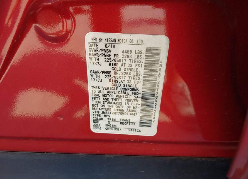 Photo 9 of 2016 Nissan Rogue S (VIN JN8AT2MT7GW013447)