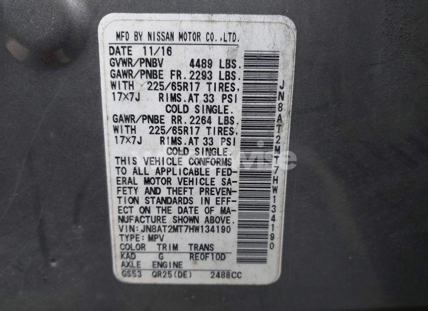 Photo 9 of 2017 Nissan Rogue S (VIN JN8AT2MT7HW134190)