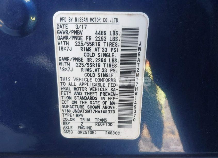 Photo 9 of 2017 Nissan Rogue SL (VIN JN8AT2MT7HW149370)