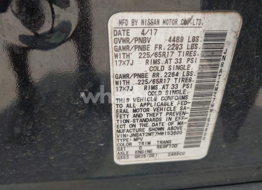 Photo 9 of 2017 Nissan Rogue SV (VIN JN8AT2MT7HW153600)