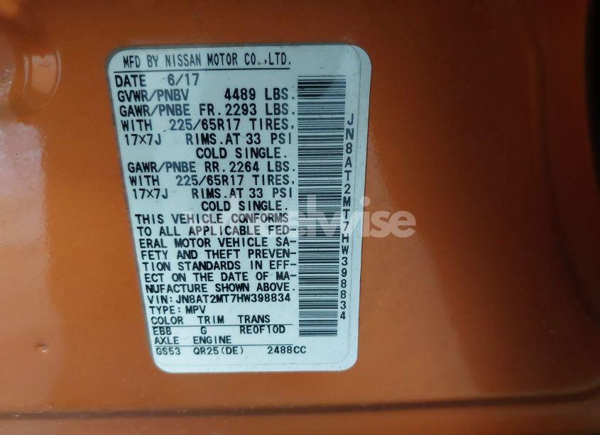 Photo 9 of 2017 Nissan Rogue S (VIN JN8AT2MT7HW398834)