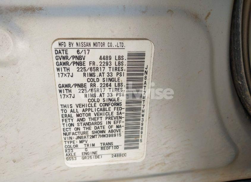 Photo 9 of 2017 Nissan Rogue SV (VIN JN8AT2MT7HW398915)