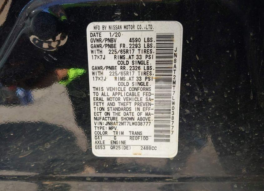 Photo 9 of 2020 Nissan Rogue SV FWD (VIN JN8AT2MT7LW038777)