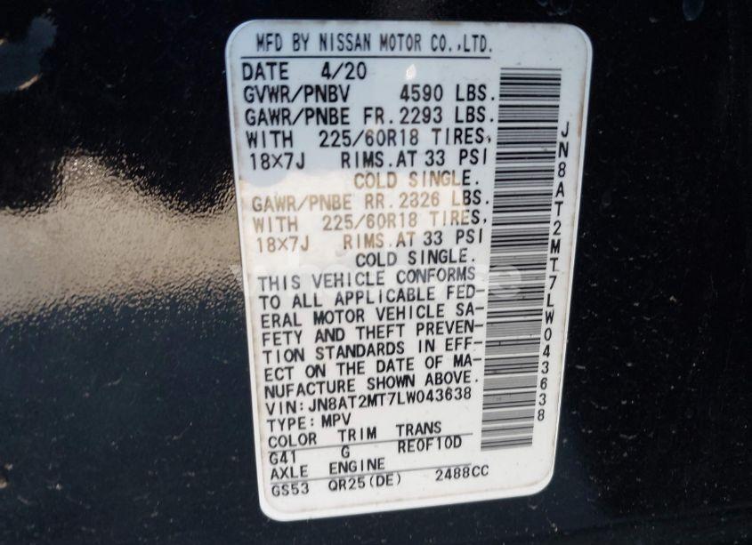 Photo 9 of 2020 Nissan Rogue SV FWD (VIN JN8AT2MT7LW043638)