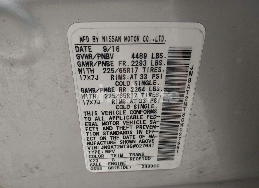 Photo 9 of 2016 Nissan Rogue S (VIN JN8AT2MT8GW027681)