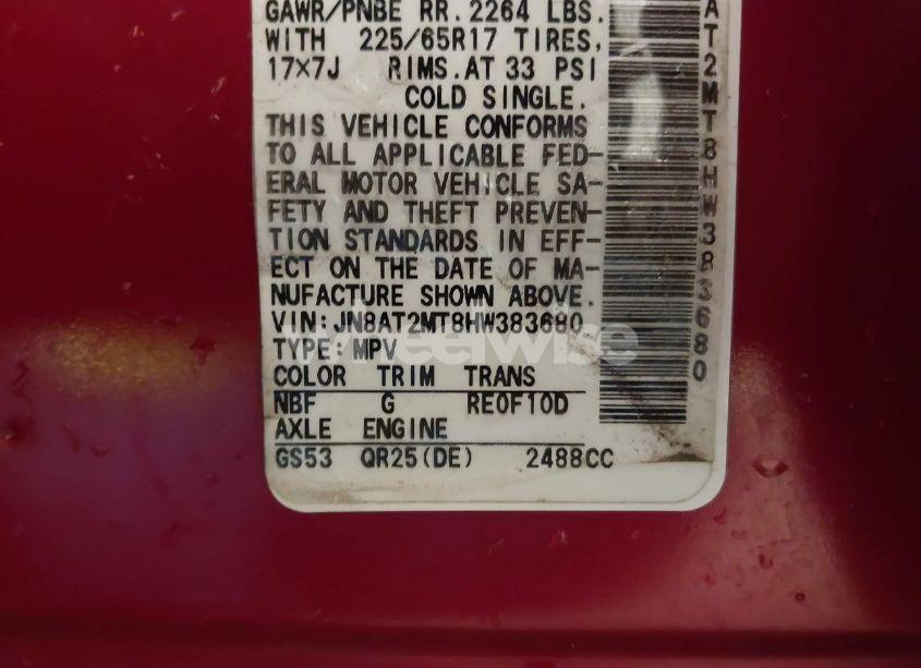 Photo 9 of 2017 Nissan Rogue SV (VIN JN8AT2MT8HW383680)