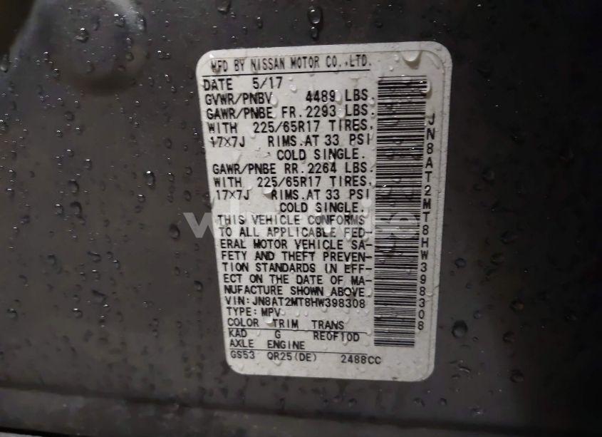 Photo 9 of 2017 Nissan Rogue SV (VIN JN8AT2MT8HW398308)