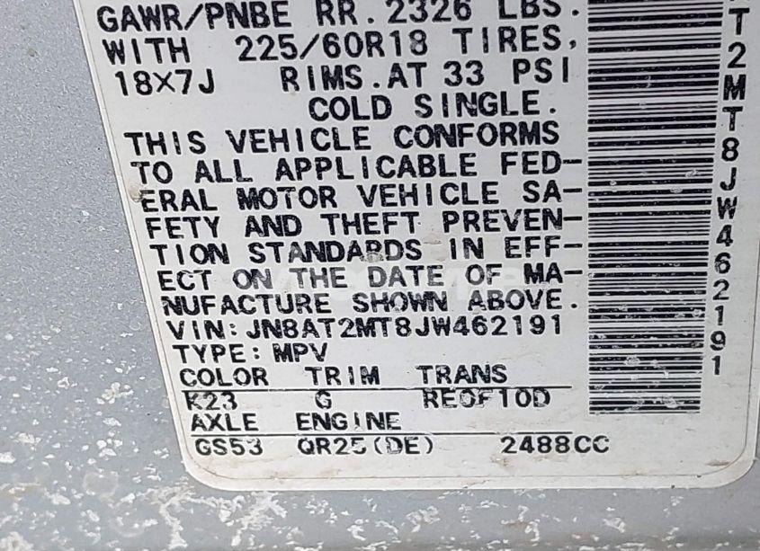 Photo 9 of 2018 Nissan Rogue SL (VIN JN8AT2MT8JW462191)