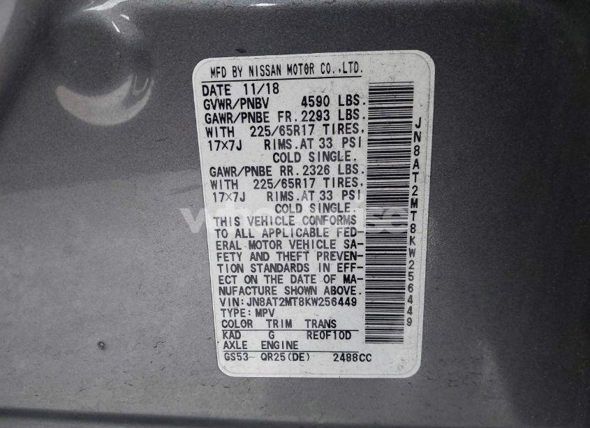 Photo 9 of 2019 Nissan Rogue SV (VIN JN8AT2MT8KW256449)