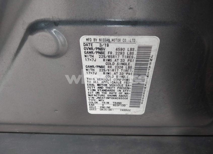 Photo 9 of 2019 Nissan Rogue SV (VIN JN8AT2MT8KW265006)