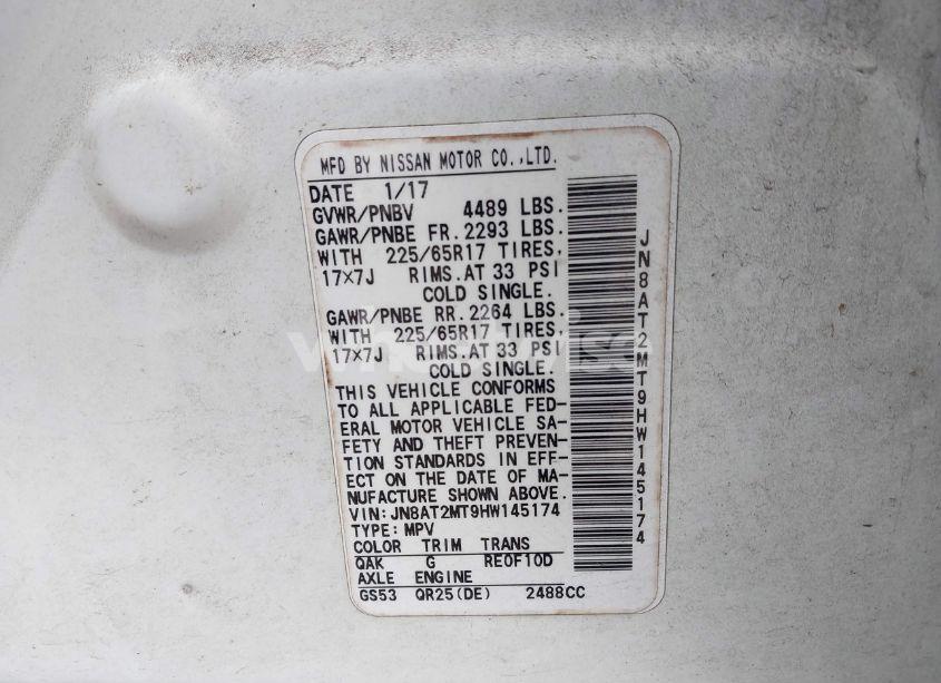 Photo 9 of 2017 Nissan Rogue SV (VIN JN8AT2MT9HW145174)