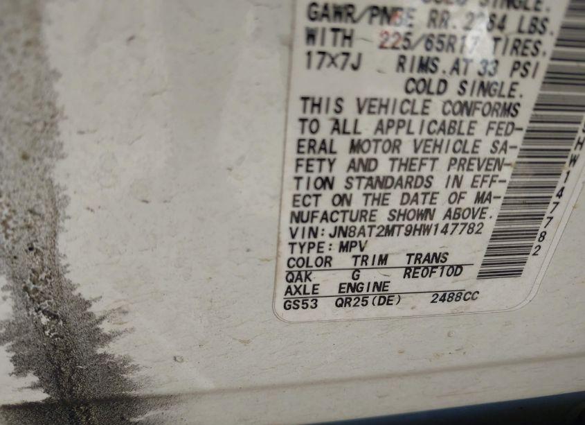 Photo 9 of 2017 Nissan Rogue SV (VIN JN8AT2MT9HW147782)