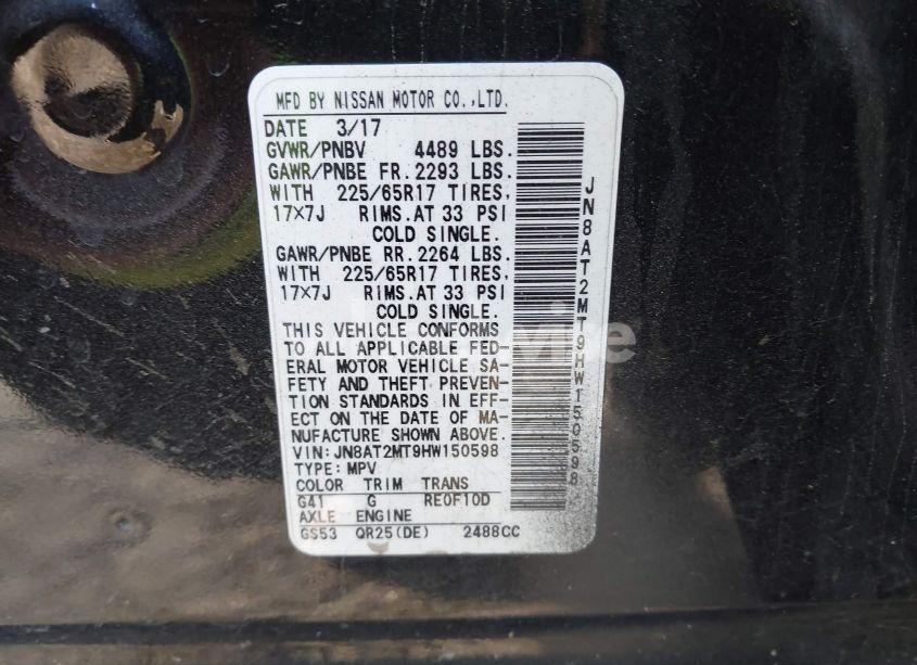 Photo 9 of 2017 Nissan Rogue S (VIN JN8AT2MT9HW150598)