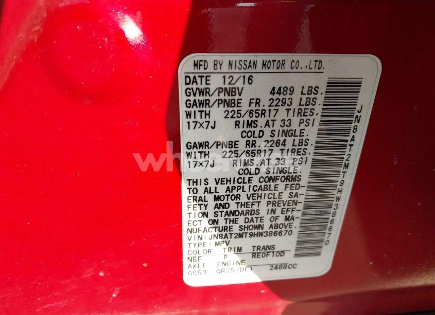 Photo 9 of 2017 Nissan Rogue SV (VIN JN8AT2MT9HW386670)