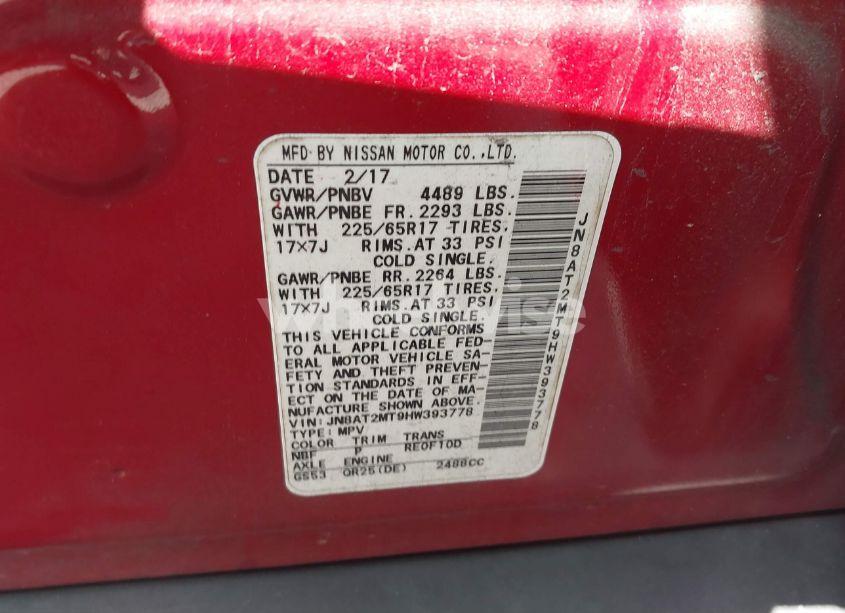 Photo 9 of 2017 Nissan Rogue S (VIN JN8AT2MT9HW393778)