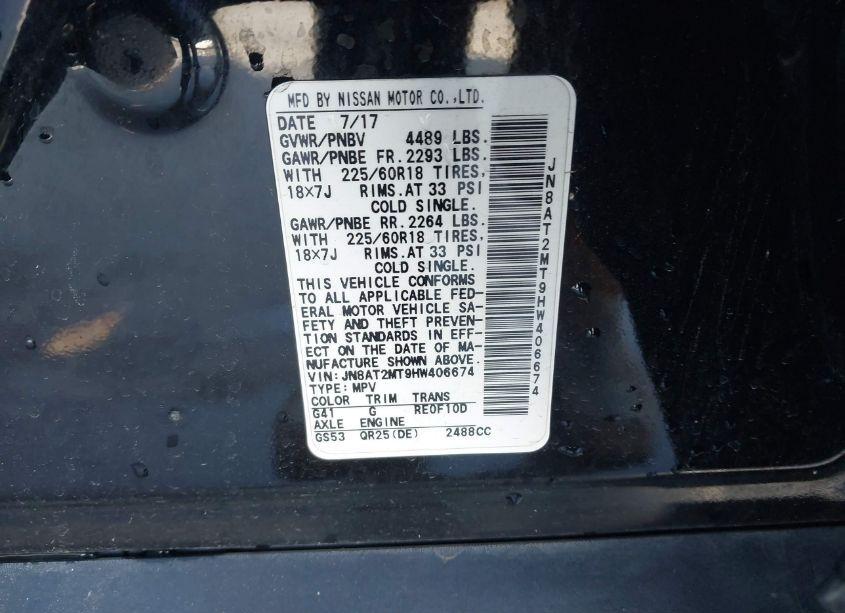 Photo 9 of 2017 Nissan Rogue SL (VIN JN8AT2MT9HW406674)