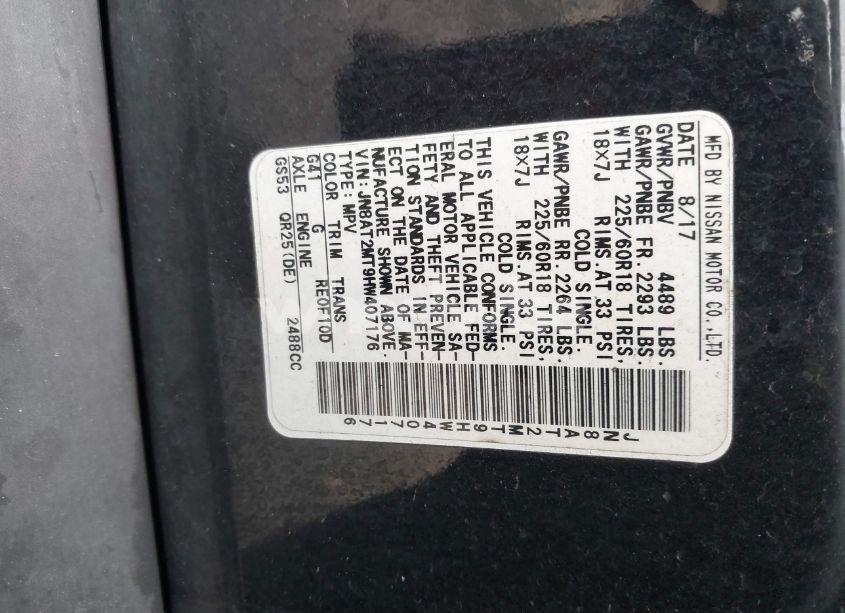 Photo 9 of 2017 Nissan Rogue SL (VIN JN8AT2MT9HW407176)