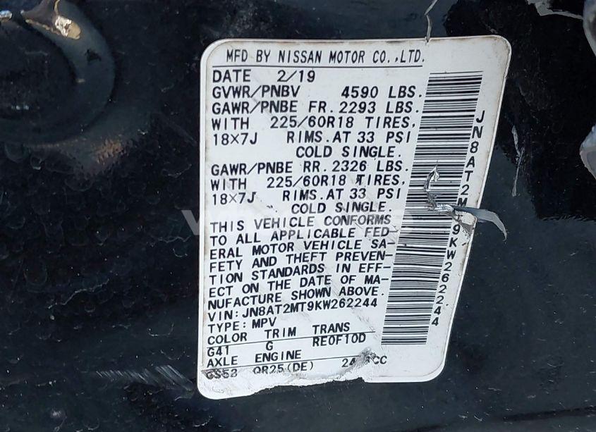 Photo 9 of 2019 Nissan Rogue SV (VIN JN8AT2MT9KW262244)