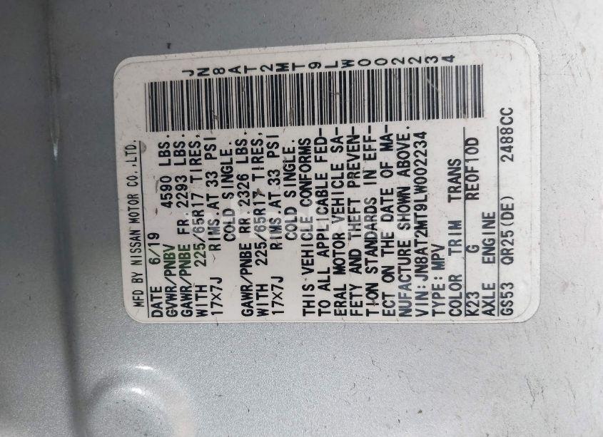 Photo 9 of 2020 Nissan Rogue S FWD (VIN JN8AT2MT9LW002234)