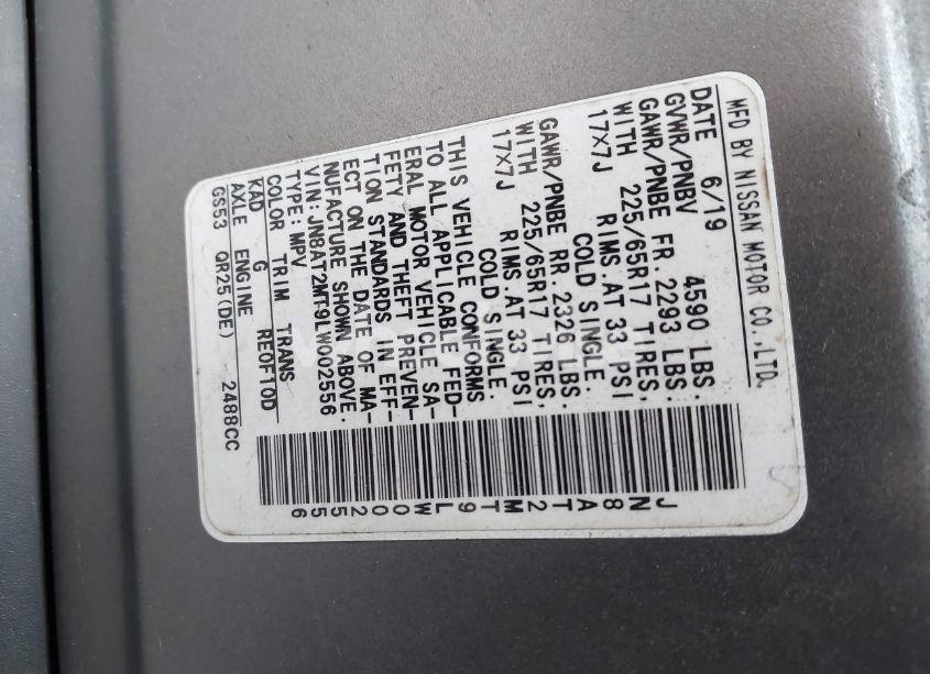 Photo 9 of 2020 Nissan Rogue S FWD (VIN JN8AT2MT9LW002556)