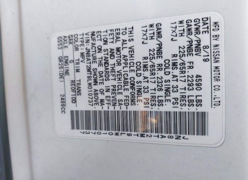 Photo 9 of 2020 Nissan Rogue SV FWD (VIN JN8AT2MT9LW010737)