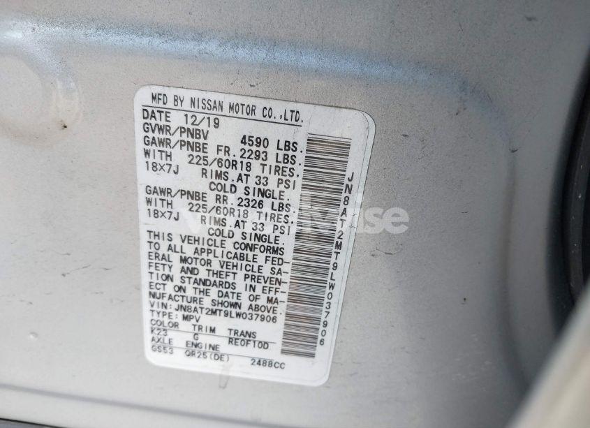 Photo 9 of 2020 Nissan Rogue SV FWD (VIN JN8AT2MT9LW037906)