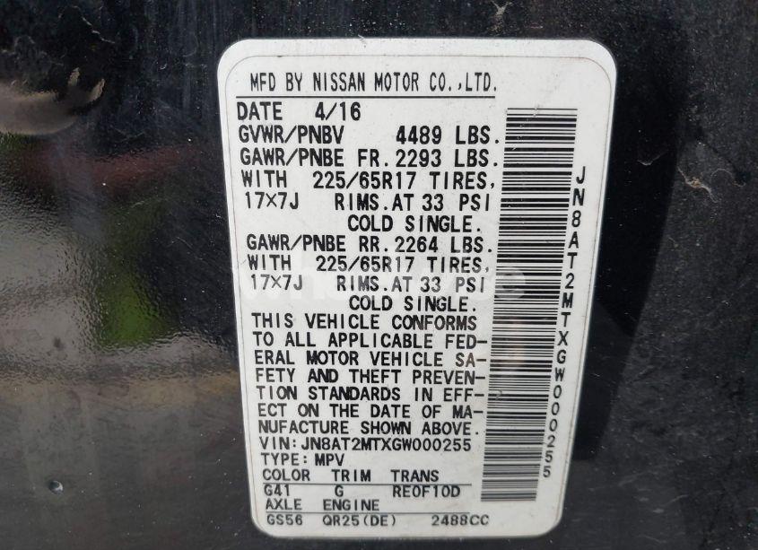 Photo 9 of 2016 Nissan Rogue S (VIN JN8AT2MTXGW000255)