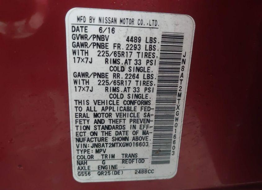 Photo 9 of 2016 Nissan Rogue S (VIN JN8AT2MTXGW016603)