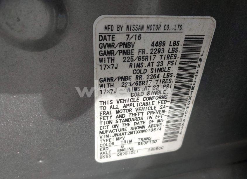 Photo 9 of 2016 Nissan Rogue S (VIN JN8AT2MTXGW018674)