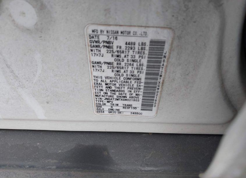 Photo 9 of 2016 Nissan Rogue S (VIN JN8AT2MTXGW021803)