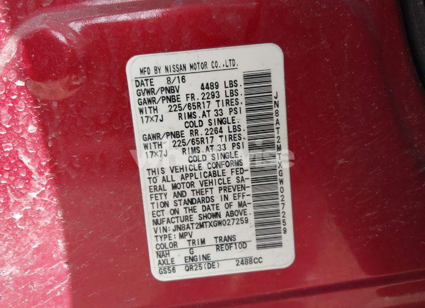 Photo 9 of 2016 Nissan Rogue S (VIN JN8AT2MTXGW027259)