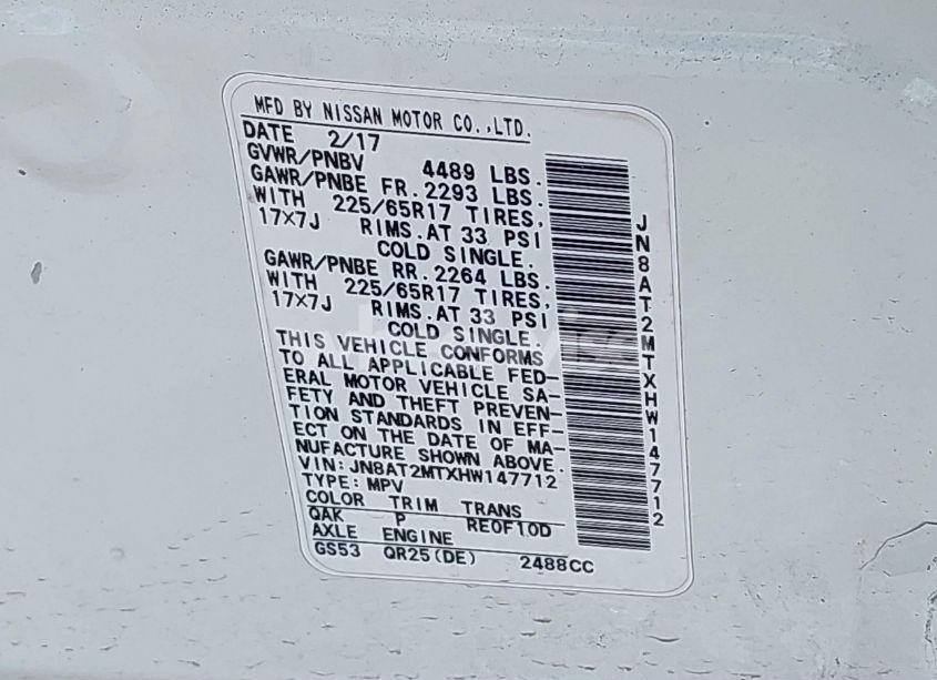 Photo 9 of 2017 Nissan Rogue SV (VIN JN8AT2MTXHW147712)