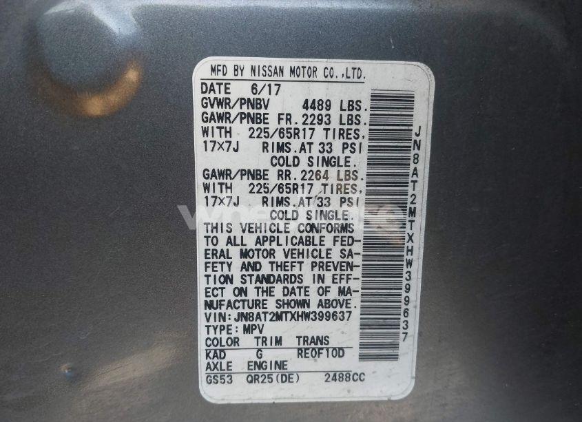 Photo 9 of 2017 Nissan Rogue SV (VIN JN8AT2MTXHW399637)