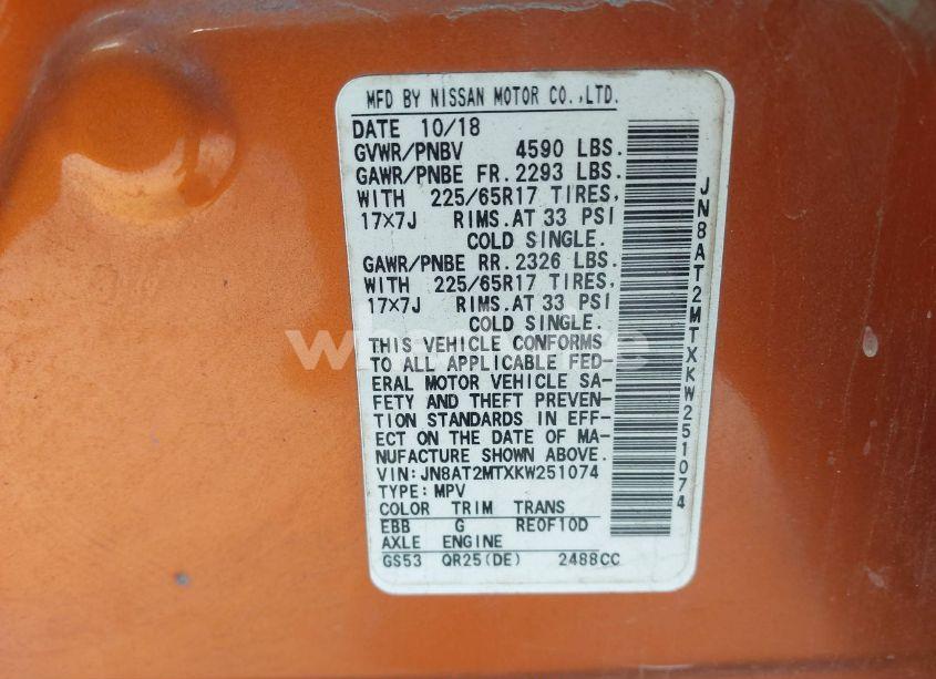 Photo 9 of 2019 Nissan Rogue SV (VIN JN8AT2MTXKW251074)