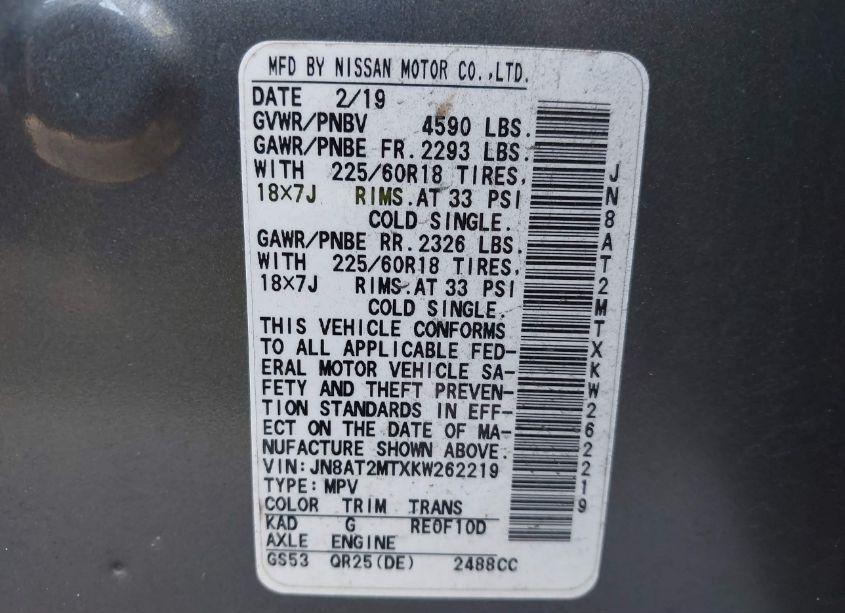 Photo 9 of 2019 Nissan Rogue SV (VIN JN8AT2MTXKW262219)