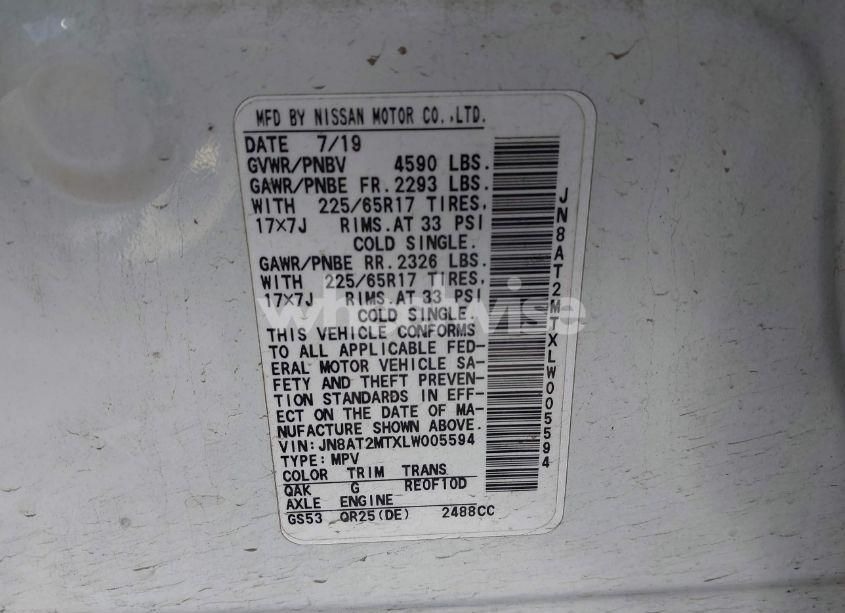 Photo 9 of 2020 Nissan Rogue S FWD (VIN JN8AT2MTXLW005594)