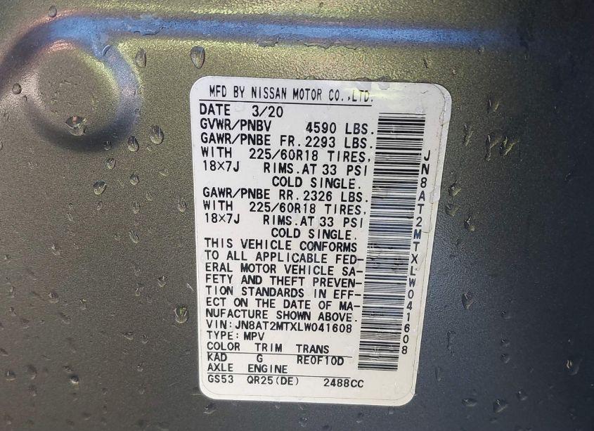 Photo 9 of 2020 Nissan Rogue SV FWD (VIN JN8AT2MTXLW041608)