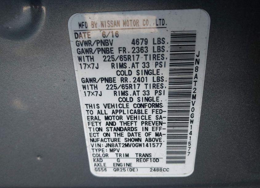 Photo 9 of 2016 Nissan Rogue S (VIN JN8AT2MV0GW141577)