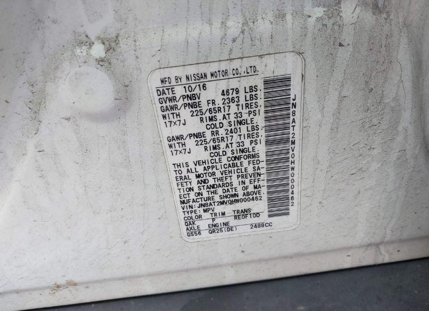 Photo 9 of 2017 Nissan Rogue S (VIN JN8AT2MV0HW000462)