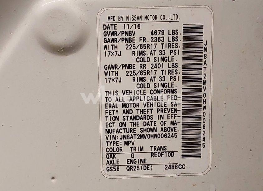 Photo 9 of 2017 Nissan Rogue S (VIN JN8AT2MV0HW006245)