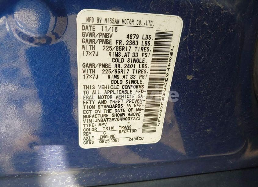 Photo 9 of 2017 Nissan Rogue S (VIN JN8AT2MV0HW007783)