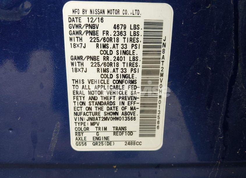 Photo 9 of 2017 Nissan Rogue SL (VIN JN8AT2MV0HW013566)
