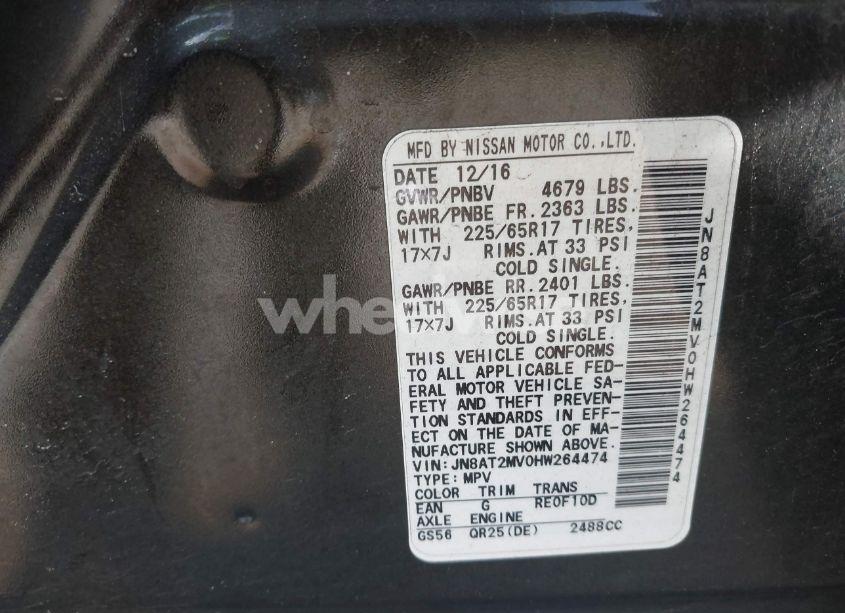 Photo 9 of 2017 Nissan Rogue S (VIN JN8AT2MV0HW264474)