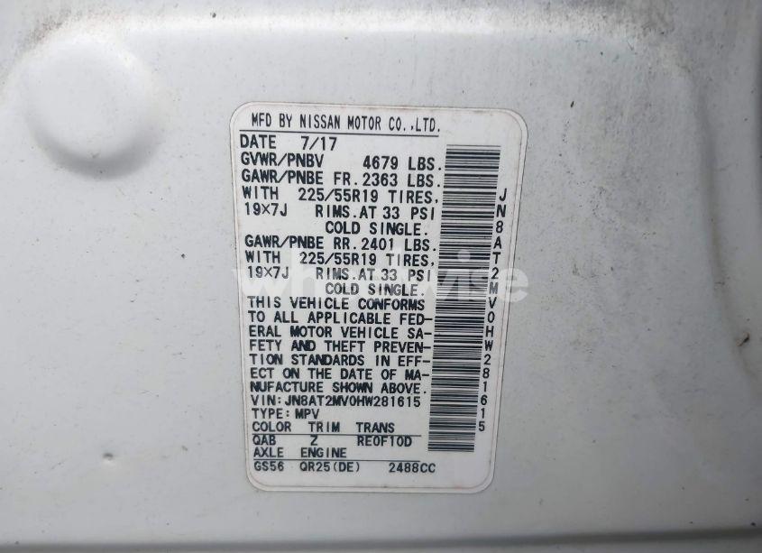 Photo 9 of 2017 Nissan Rogue SL (VIN JN8AT2MV0HW281615)