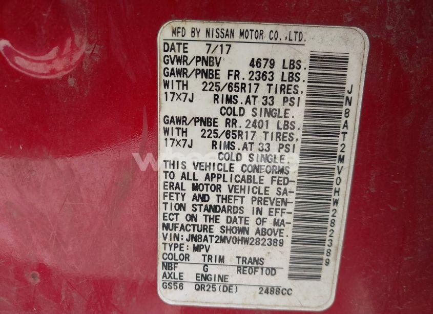 Photo 9 of 2017 Nissan Rogue SV (VIN JN8AT2MV0HW282389)